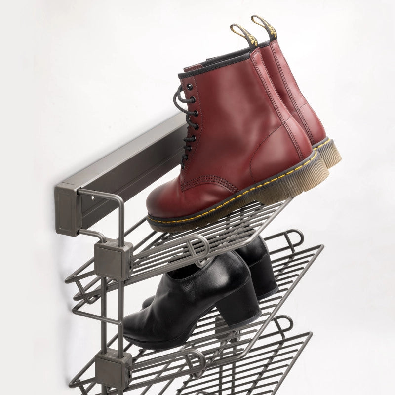 Porta scarpe estraibile laterale per armadi e cabine armadio Quartz, Destro, Acciaio, Titanio