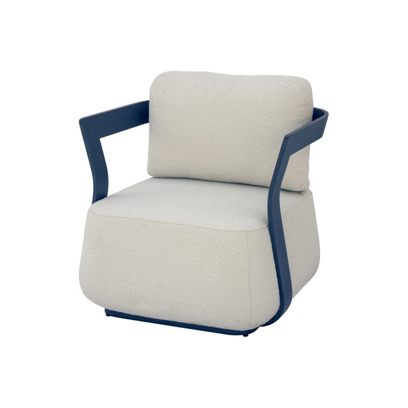 Salotto Monaco Alluminio Blu Cuscini Alti Bianchi Moia