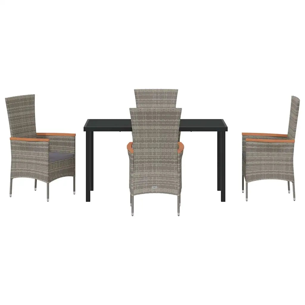 Set da Pranzo per Giardino con cuscino 5 pcs Grigio 3379431