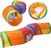 Tunnel Opvougbile Interattiva per Gatti e Piccoli Animali di Compagnia – 2 Vie Tunnel di Gioco e Accessori per Interno e Esterno