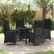 Set da Pranzo per Giardino con cuscino 5 pcs Nero polyrattan 3380485