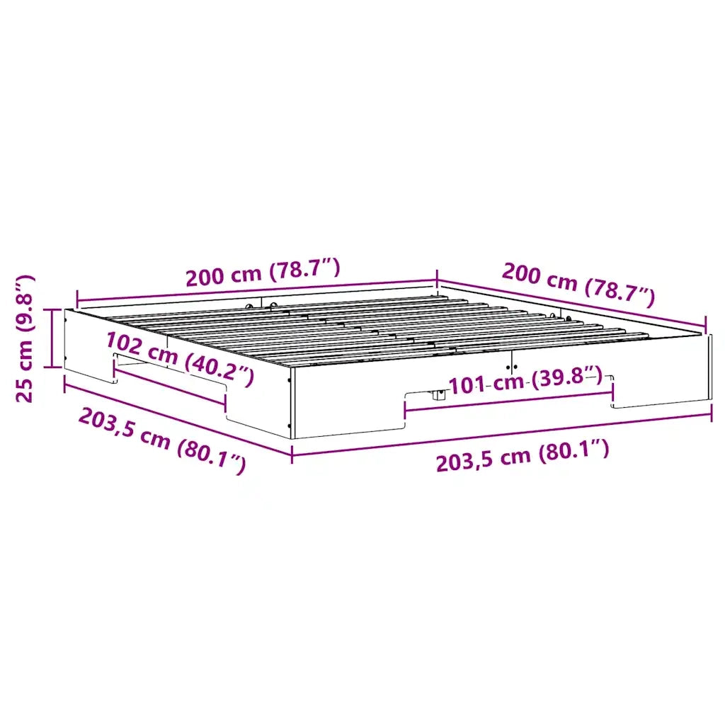 Struttura del letto-Giroletto Marrone 200 x 200 cm 858861