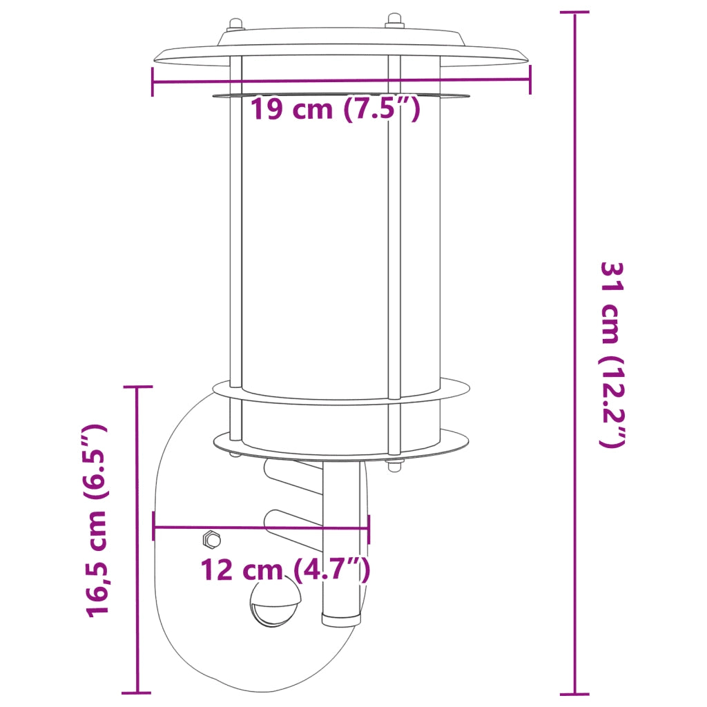 Applique per Esterno con Sensore Argento in Acciaio Inox 4006286