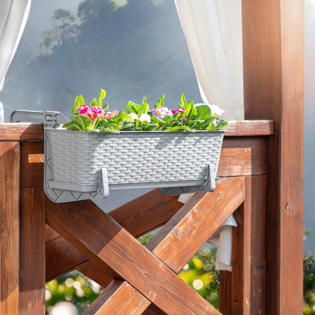 KADAX Fioriera da balcone 40 cm, supporto per vaso, manici (3 pezzi)