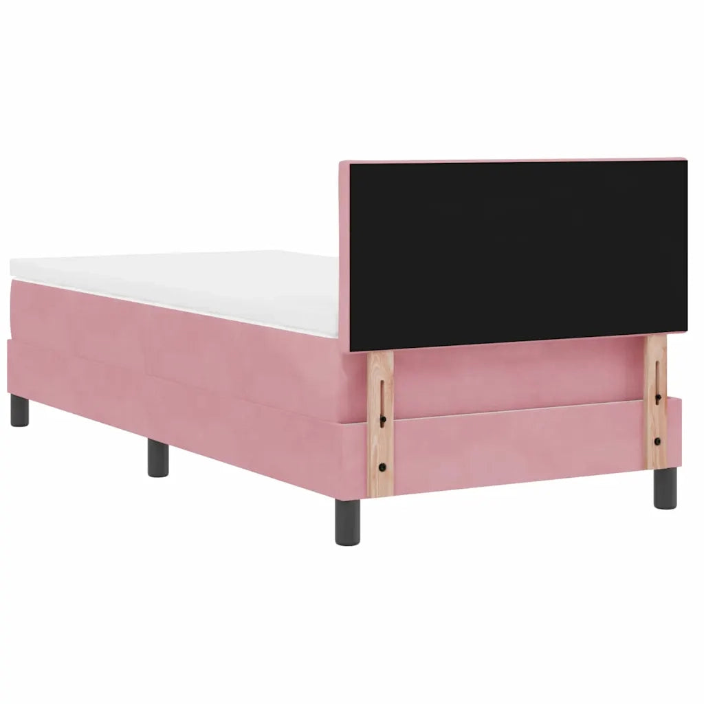 Letto a Sorgente LED con materasso Rosa 100 x 200 cm Velluto 3342703