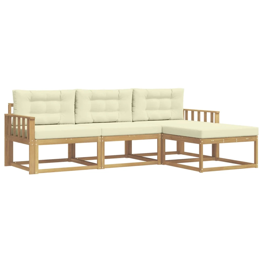 Set di divani da esterno 4 pz Bianco e Crema Poliestere 3386264
