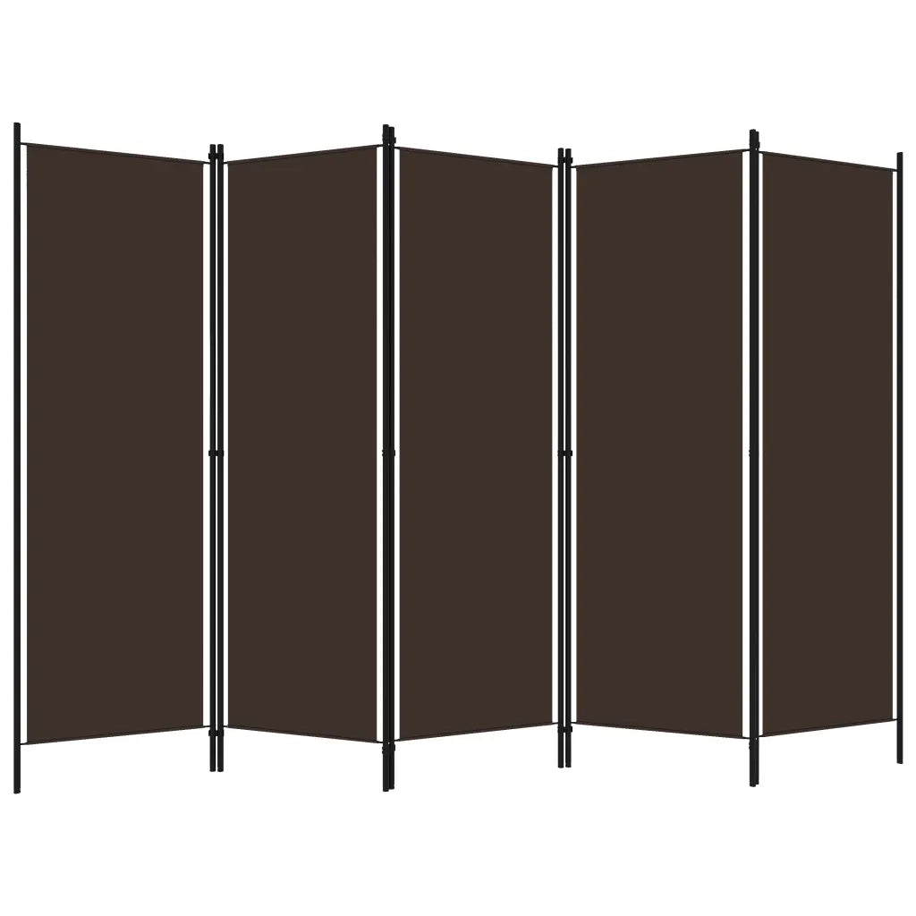Divisorio Ambienti | Divider per stanze | Paravento a 5 Pannelli Marrone 250x180 cm