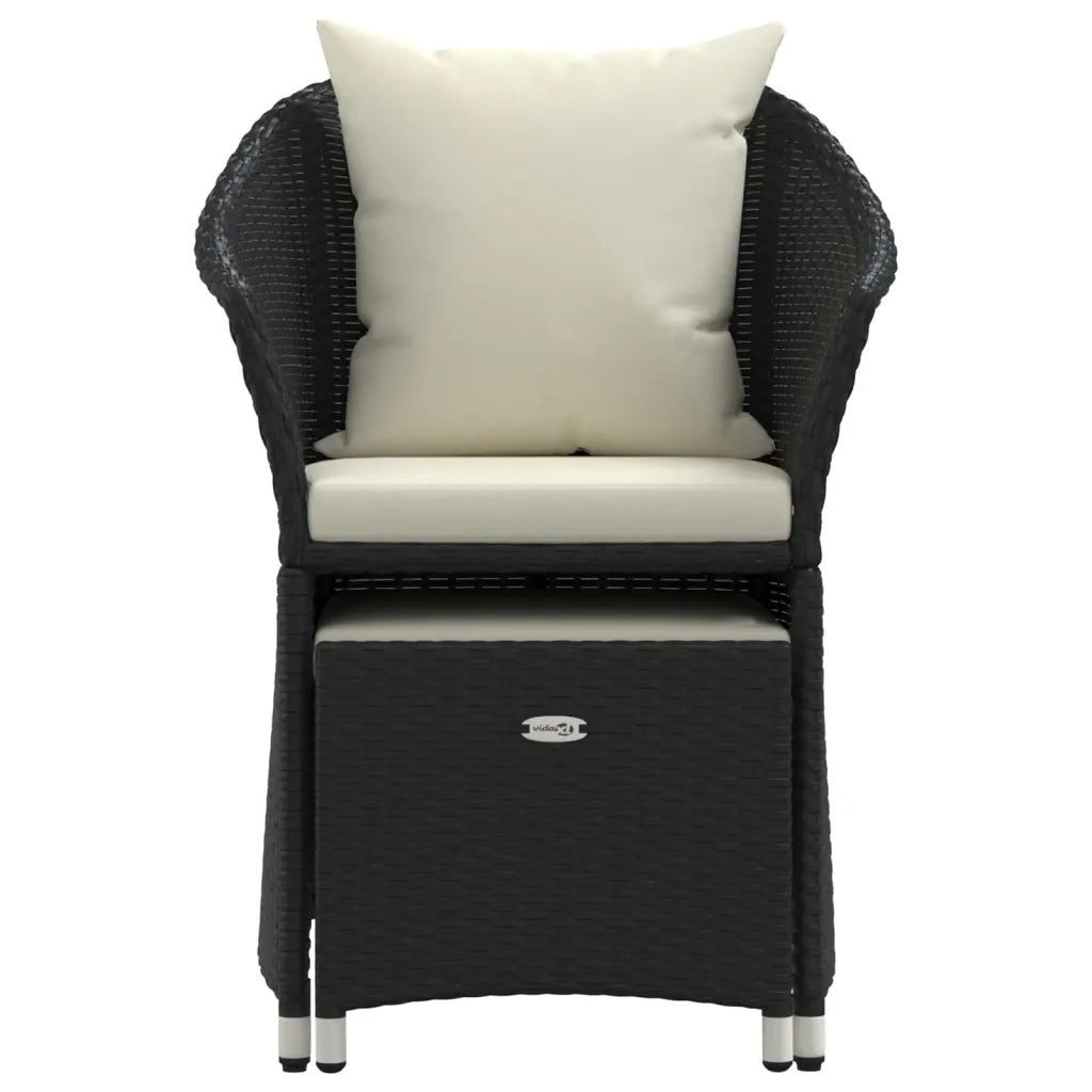 Set da Giardino 2 pz con Cuscini Nero in Polyrattan 319684