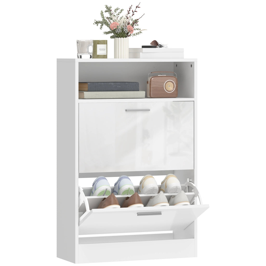 Scarpiera 8 paia ¨C Minimal ¨C bianco 2 cassetti e ripiani regolabili