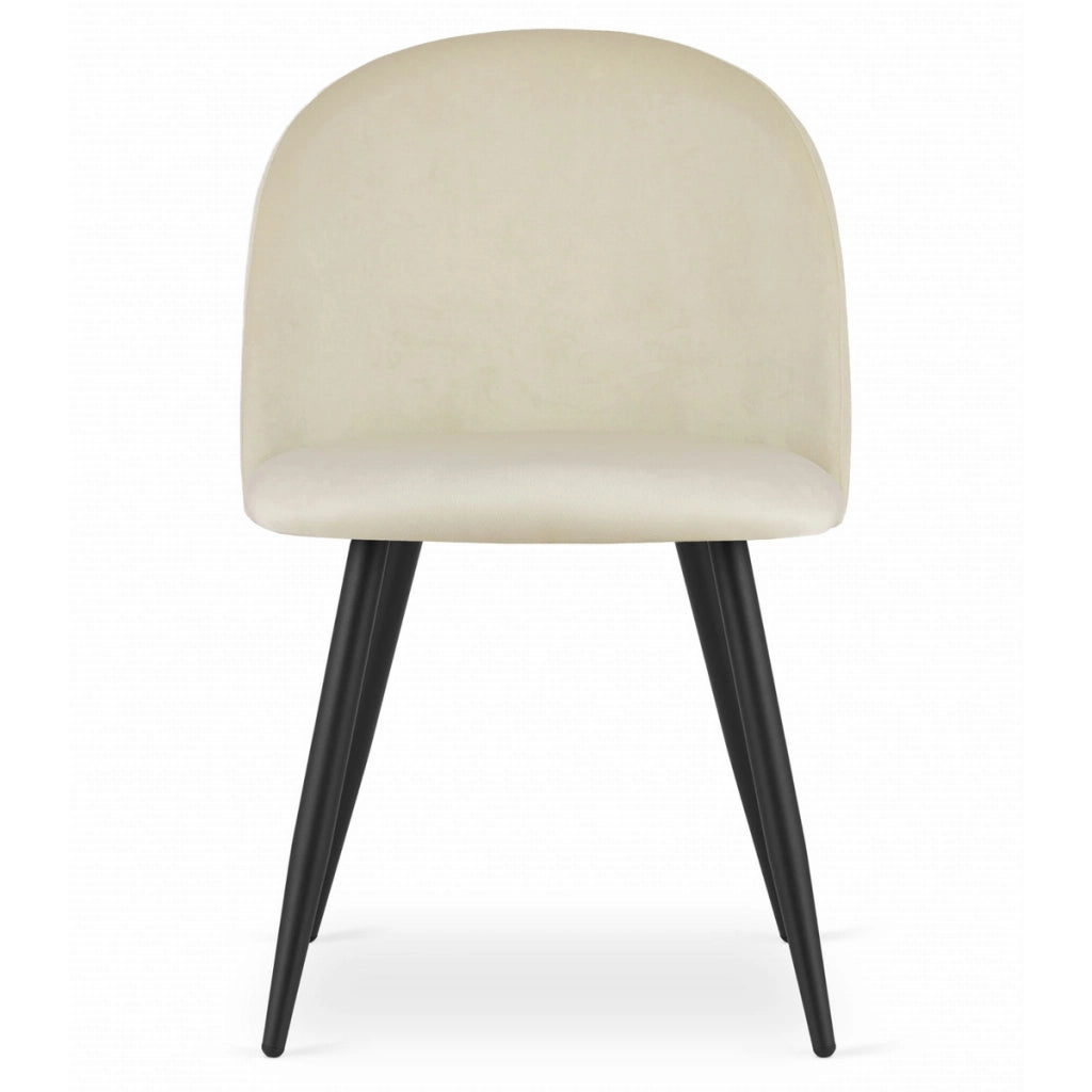 Sedia Bello in velluto beige e gambe in metallo nero