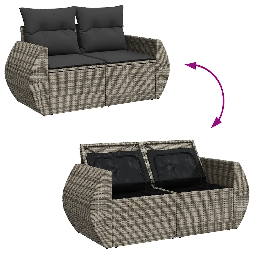 Set Divano da Giardino 6 pz con Cuscini Grigio in Polyrattan 3325576