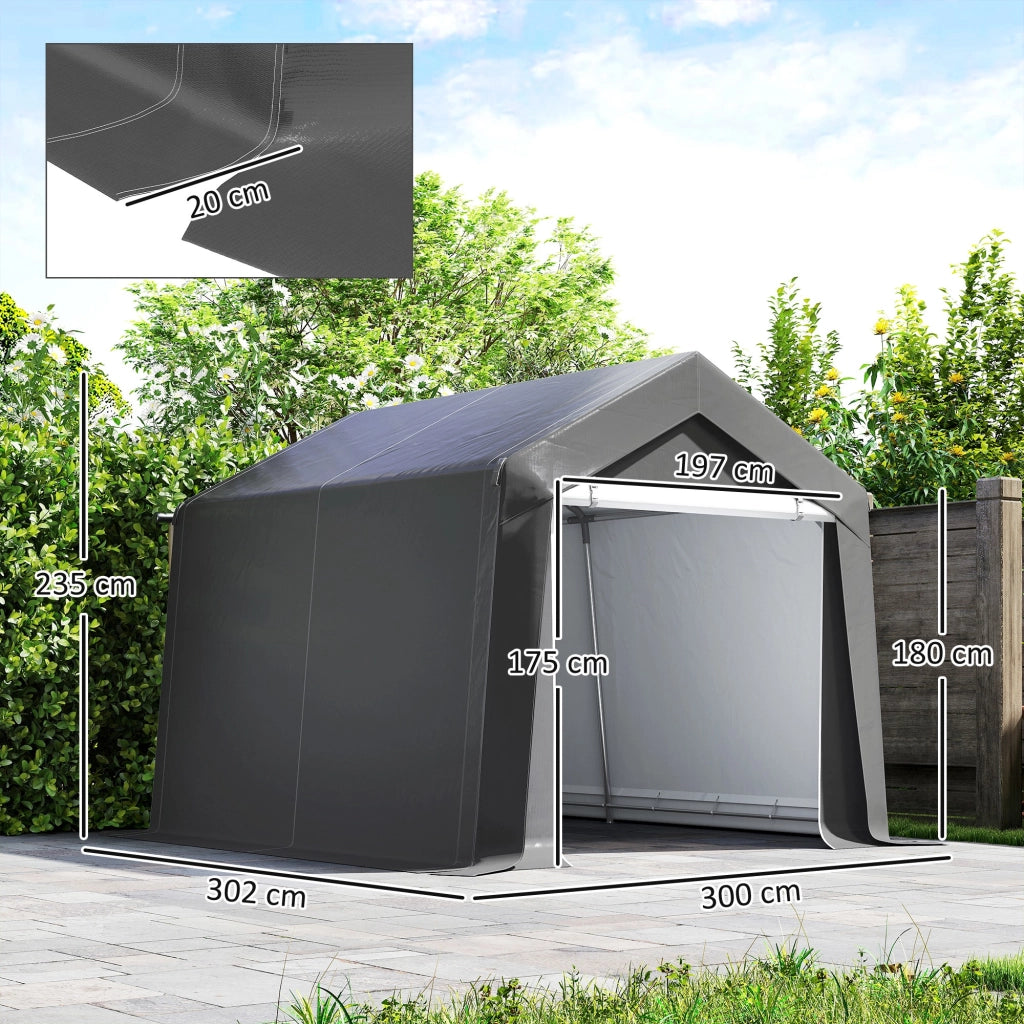 Tenda Garage 3x3 m ¨C zephmum ¨C Dark Grey con Rolltuer e Finestra di Ventilazione