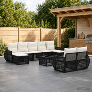 Set Divano da Giardino 10 pz Nero e Bianco Crema polyrattan 3435547