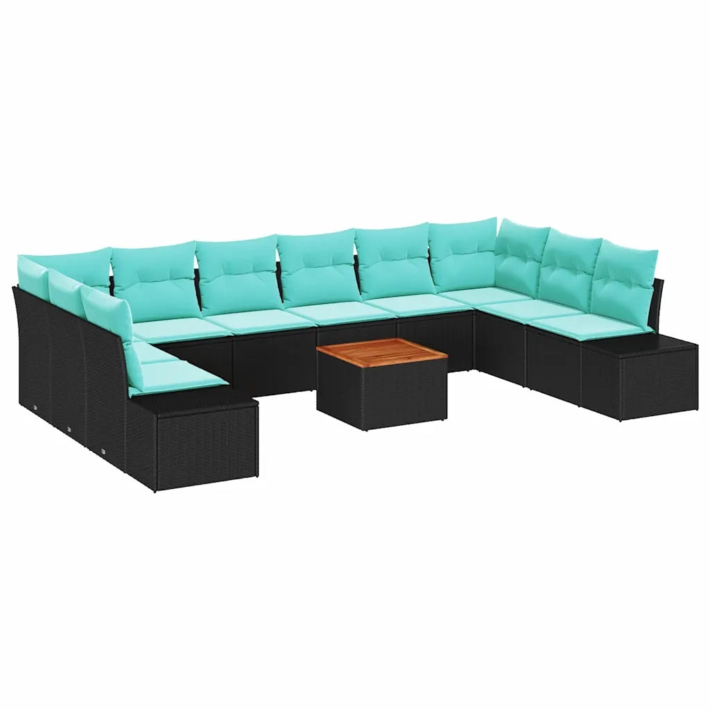 Set Divano da Giardino 11 pz Nero e turchese 3356681