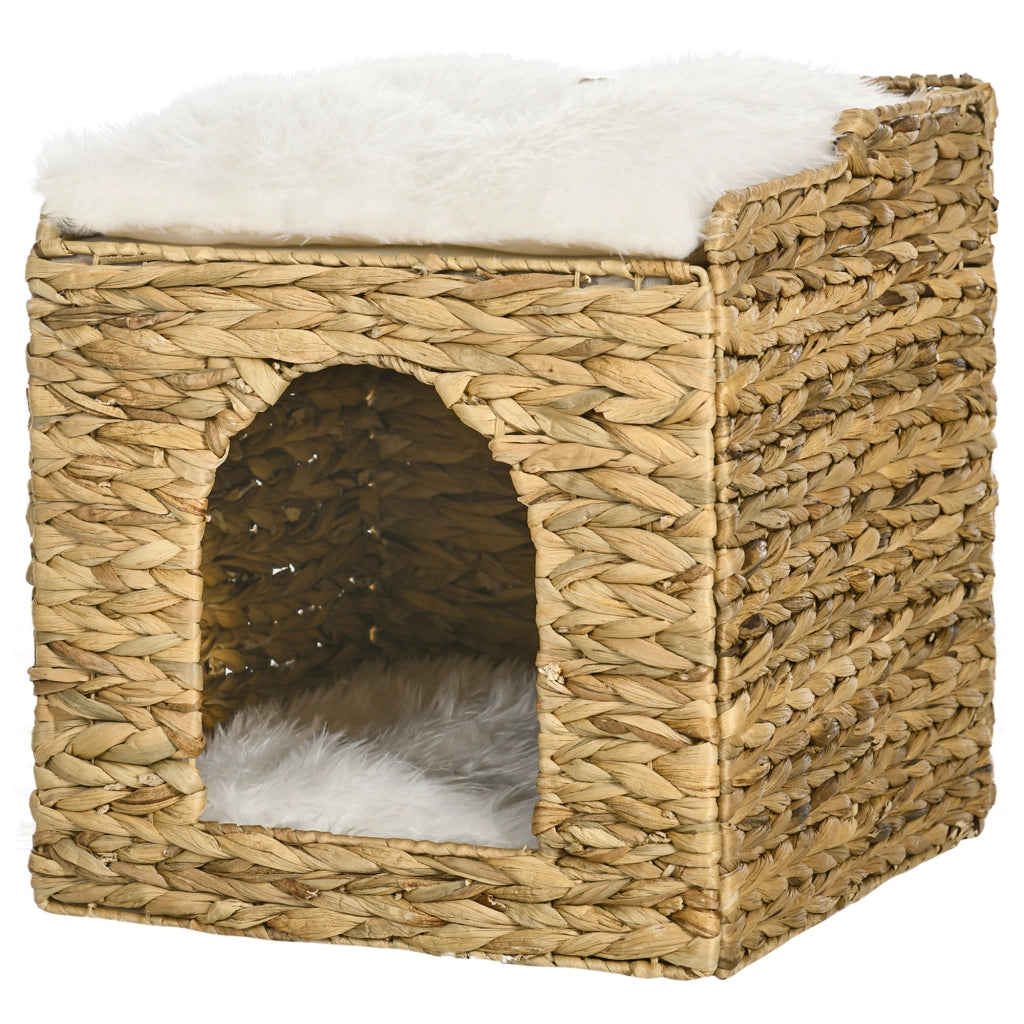 Niche per gatti 2 livelli con 2 cuscini ¨C Minimal ¨C 37.5x37.5x41.5 cm marrone crema