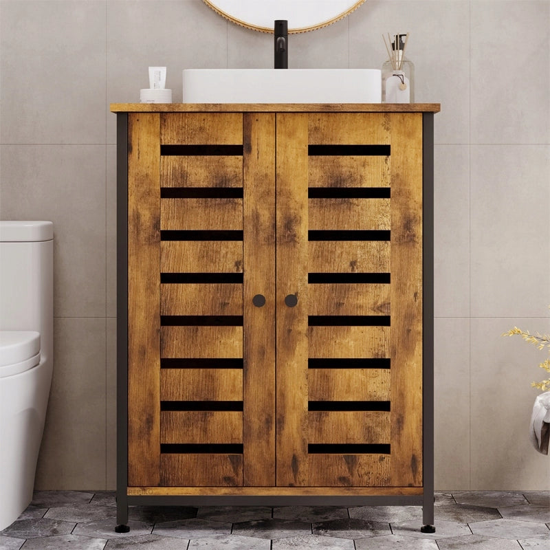 Mobile bagno in stile loft marrone, rustico