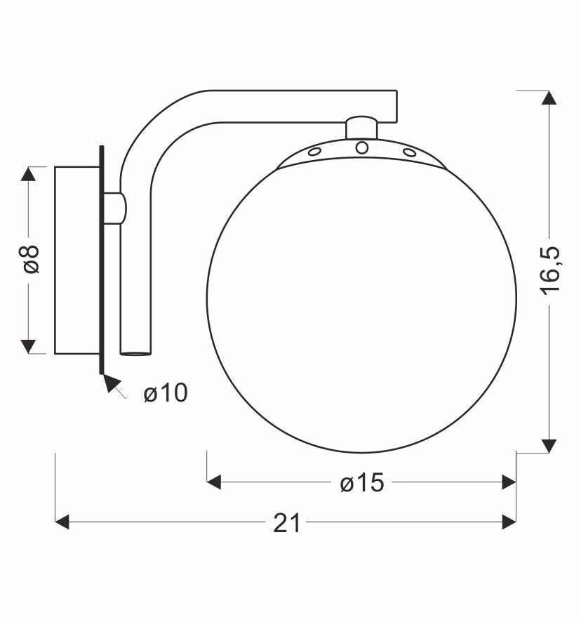 Applique nero con globo vetro bianco E14 40W Amadeo
