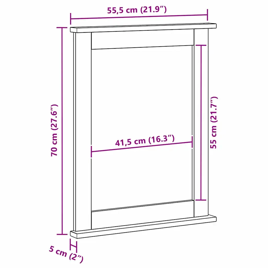 Specchio Rettangolare VIGO Marrone miele 55,5 x 5 x 70 cm