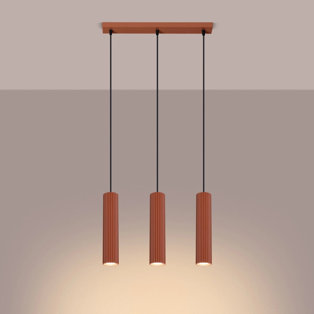 Lampada a sospensione KARBON 3L rosso ocra