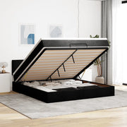 Pouf Letto con Materasso e LED Nero 180x200cm Tessuto 3312245