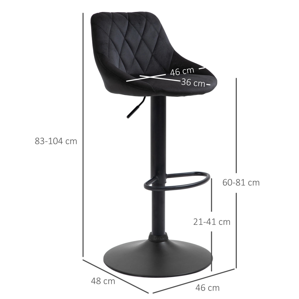 Set di 2 sgabelli da bar ¨C Minimal ¨C regolabili, girevoli, rivestimento in velluto, struttura in metallo nero