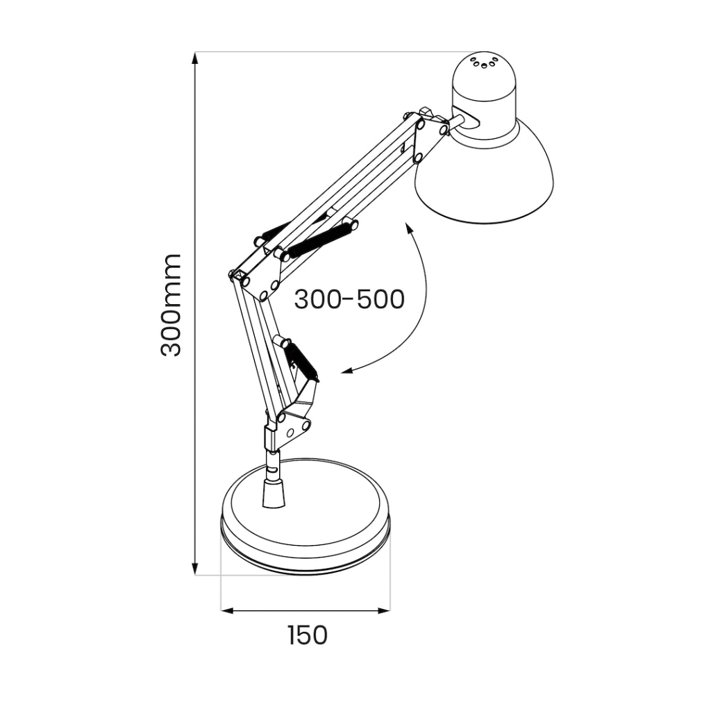 Lampada da scrivania regolabile bianca E27 60W NEXA