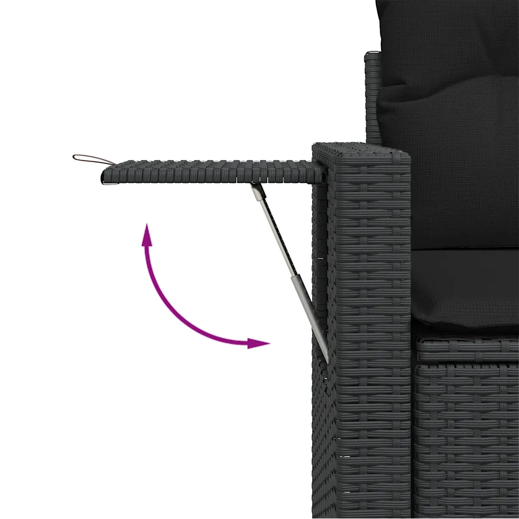 Set Divani da Giardino con Cuscini 7pz Nero Polyrattan 3327107