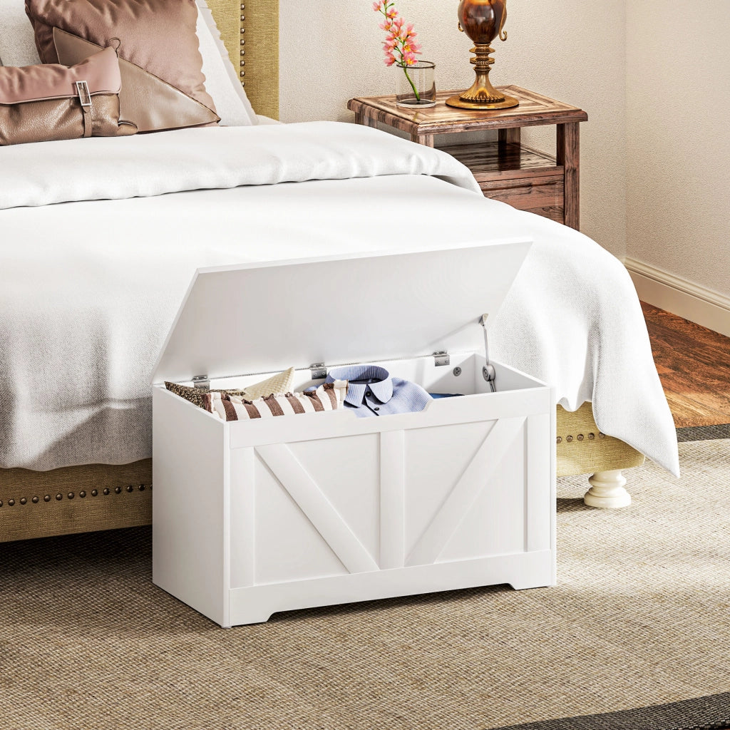 Baule Contenitore per Camera da Letto con Coperchio ¨C Minimal ¨C 80x40x45 cm Bianco