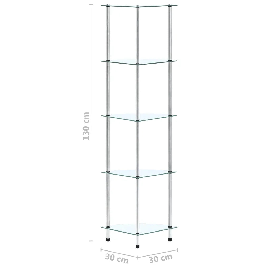 Scaffale a 5 Livelli Trasparente 30x30x130cm in Vetro Temperato CFW6544918
