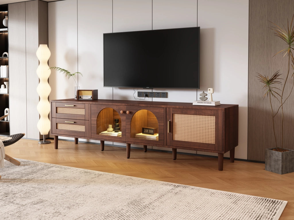 Cassettiera per TV marrone in truciolare lunga 180 cm