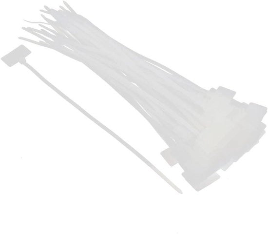 Etichette per cavi in plastica per identificazione e organizzazione del network - 50 pezzi - Nero - 4 x 200mm