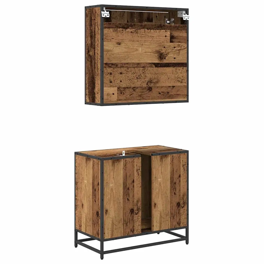 Set di mobili per il Bagno | Armadio da bagno con cassetto 2 pz Legno vecchio