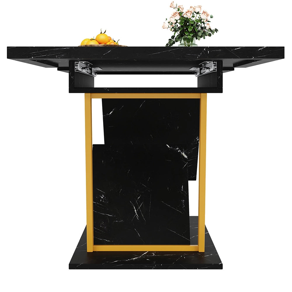 Tavolo da pranzo estensibile con illuminazione LED - Xylo - 110(140) x 80 x 76 cm - Legno nero - Per 6 persone