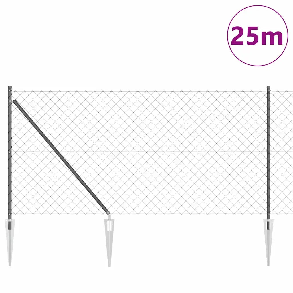 Palo della recinzione Grigio 25 x 1 m (rete 60 x 60 mm) Acciaio
