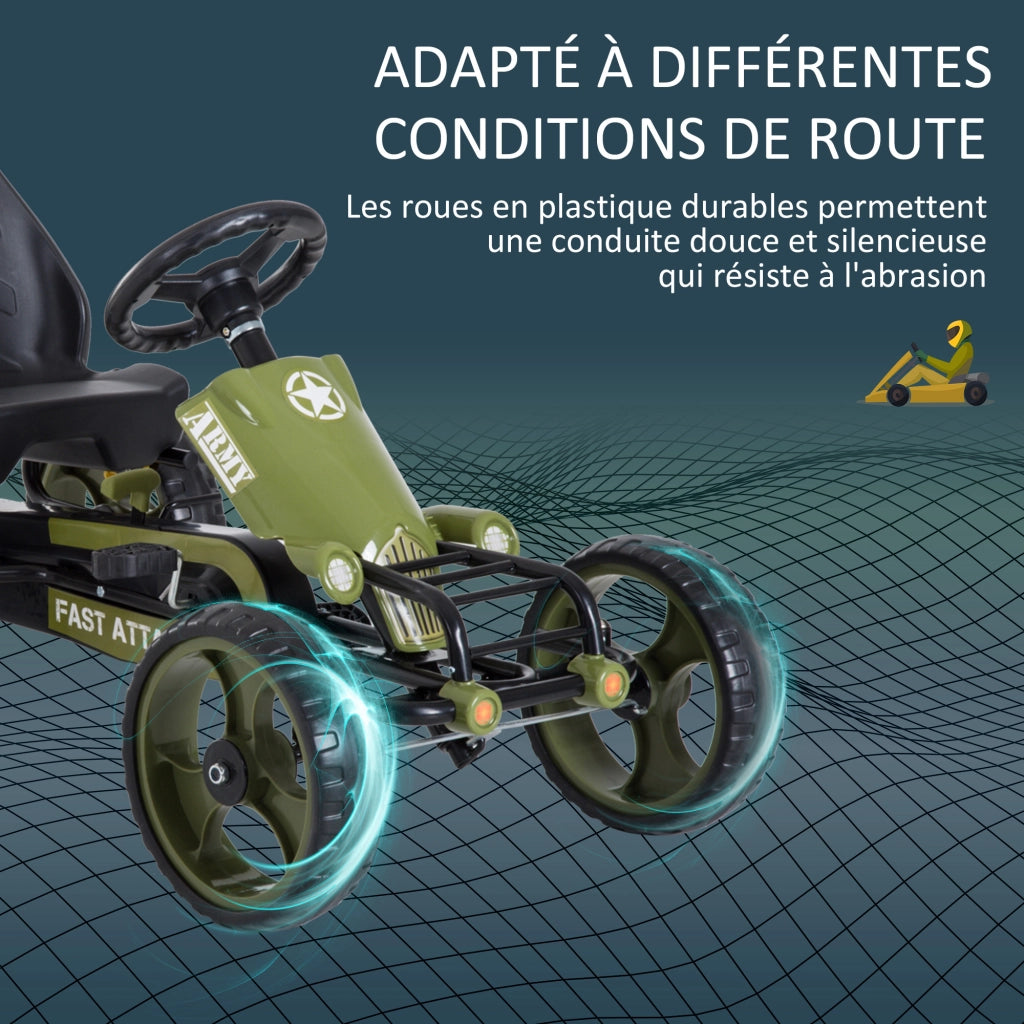 Kart a pedali ¨C Xylo ¨C sedile regolabile freno manuale ruote EVA acciaio verde nero