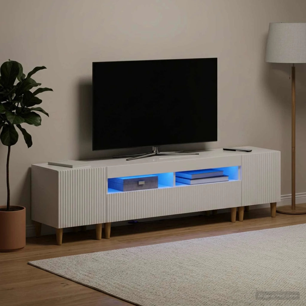 Mobile TV LED a 5 pezzi Bianco Lucido Legno ingegnerizzato 3416600