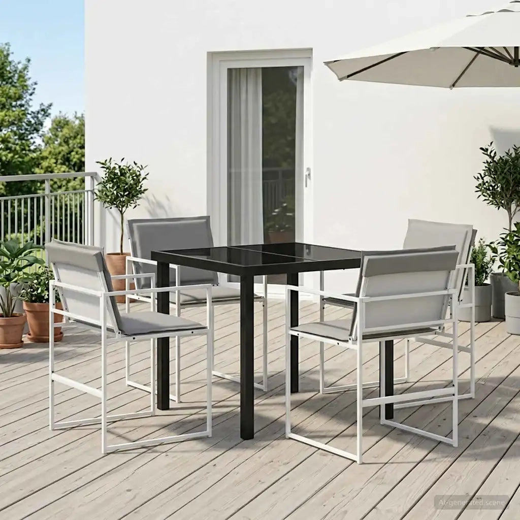 Set da Pranzo per Giardino 5 pcs Bianco e Grigio Chiaro 3448900