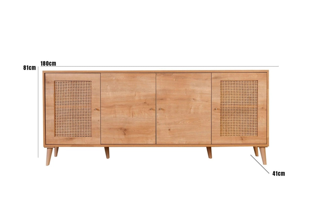 Madia Tarawa, Credenza 3 Ripiani, 180x41x81h cm Marrone Quercia