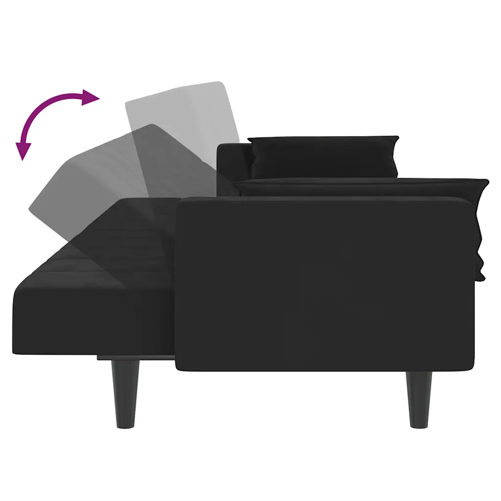 Divano letto | Sof¨¤ letto | Letto singolo a 2 Posti con 2 Cuscini Nero in Velluto