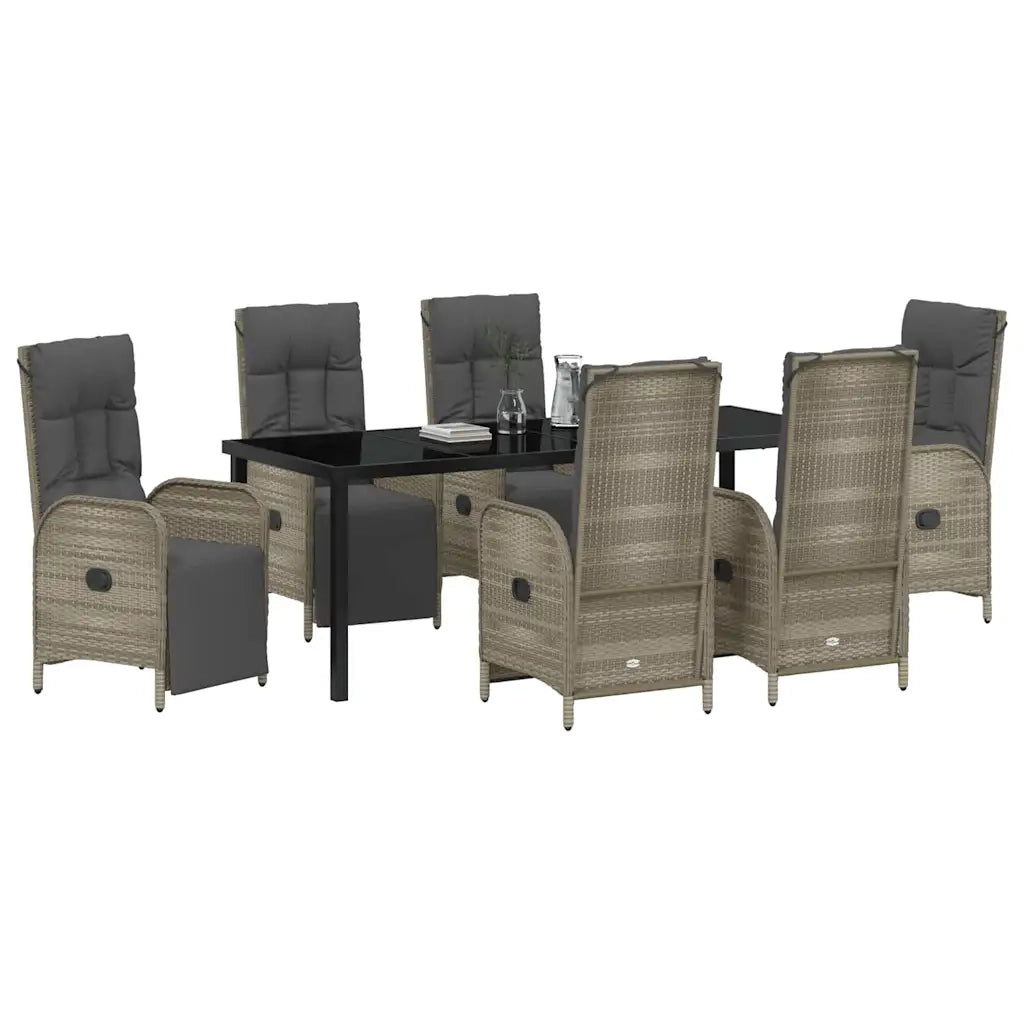 Set da Pranzo per Giardino con cuscino 7 pcs Grigio polyrattan 3380139