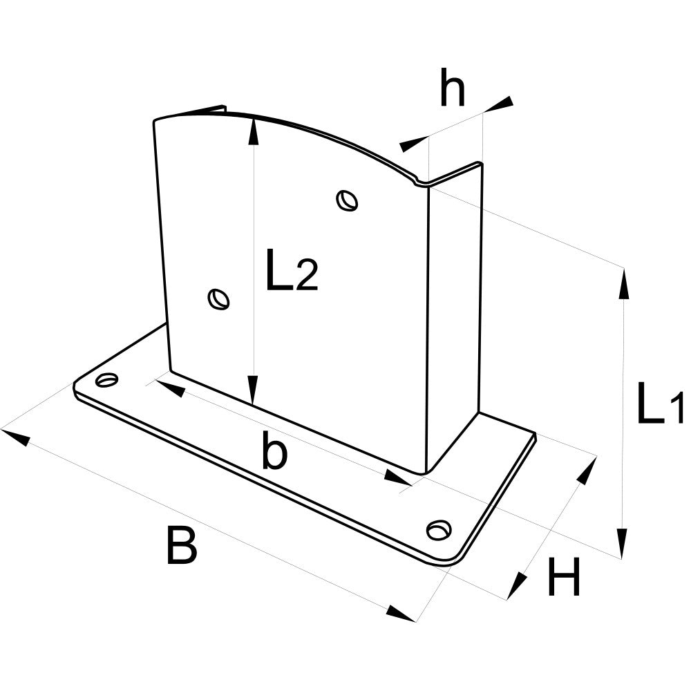 Portapilastro pesante 57x161x174x200mm - 2pz
