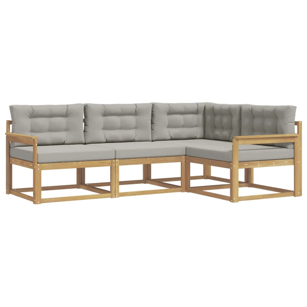 Set di divani da esterno 3 pz Bianco e Grigio Chiaro Poliestere 3386365