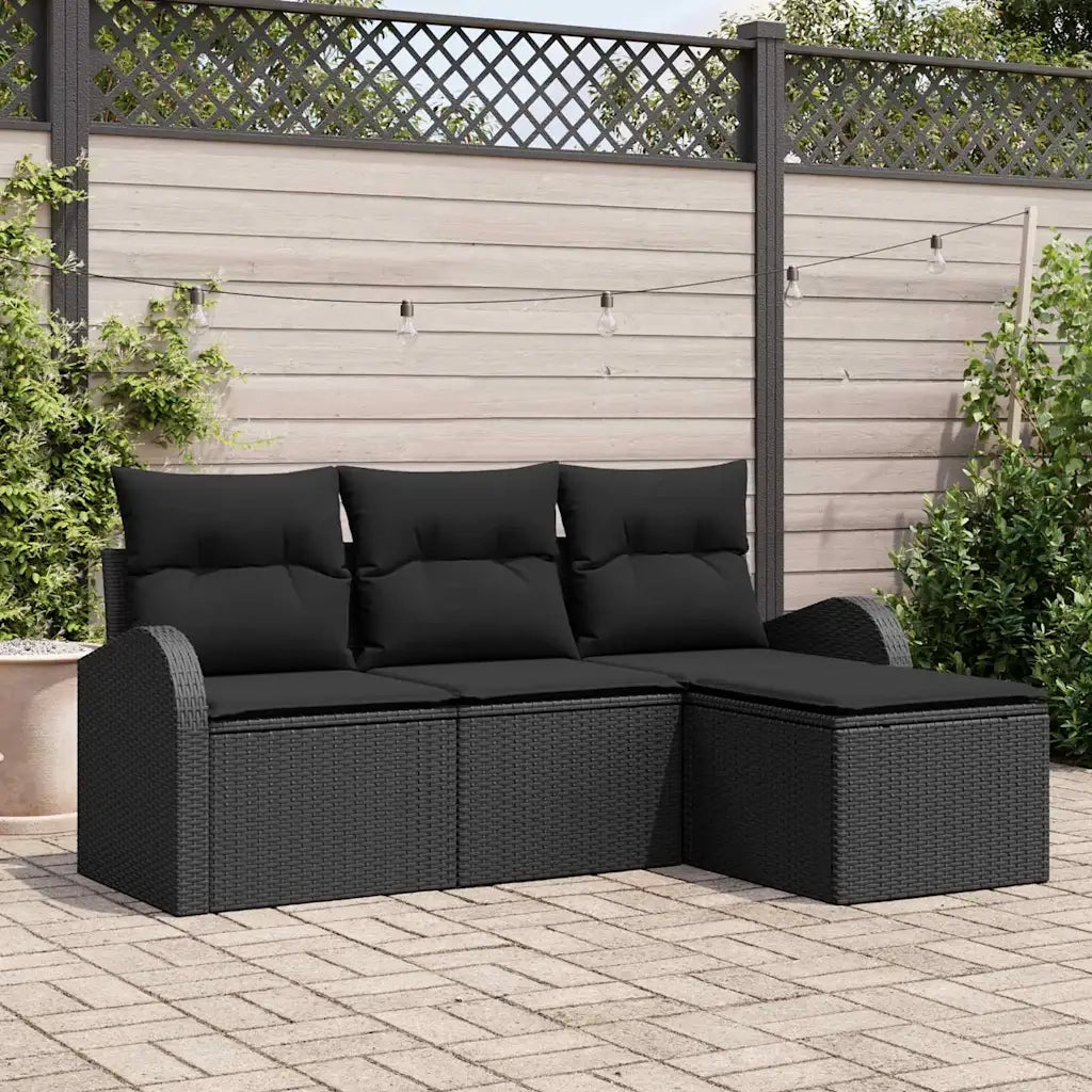 Set Divano da Giardino Nero polyrattan 3345993