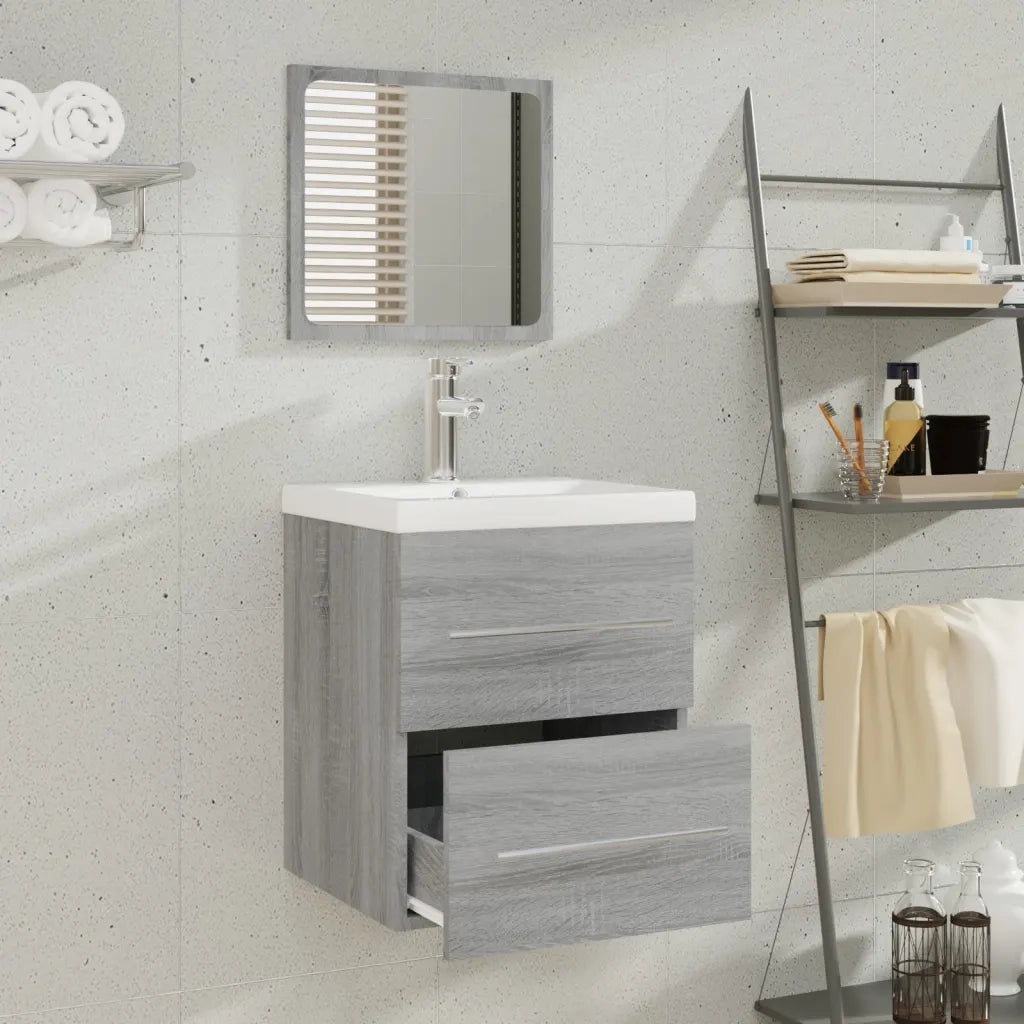 Mobile Bagno e Lavabo | Armadio Lavabo Integrato Grigio Sonoma Legno Multistrato