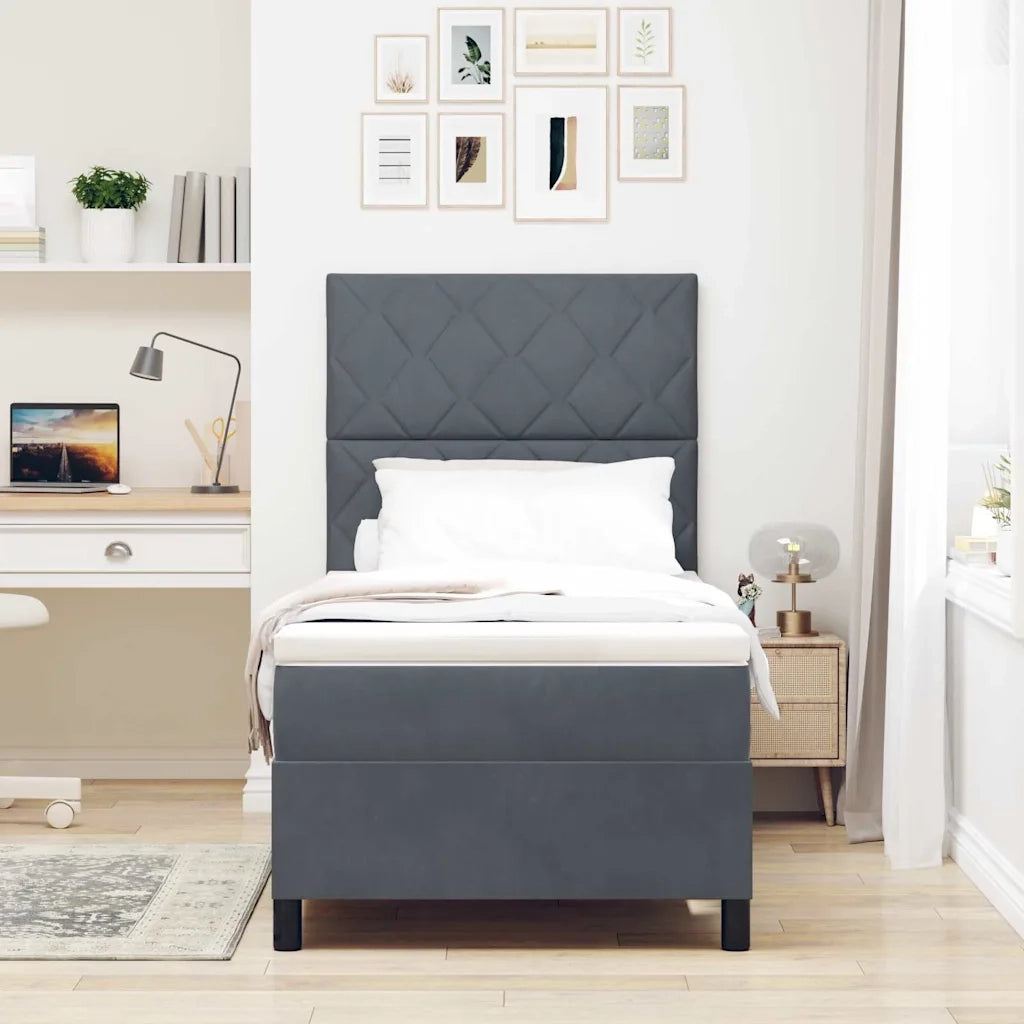 Letto a Sorgente LED Grigio scuro 90 x 190 cm Velluto 3343347
