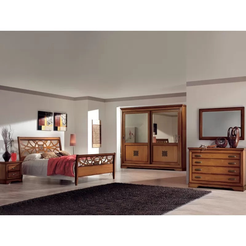 Camera completa classica legno intagliata tinta noce - Mobili 2G