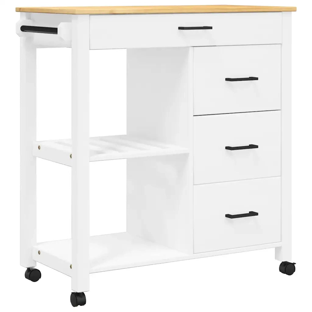 Carrello da Cucina MONZA 84x40x88,5 cm in Legno Massello di Pino CFW1864266
