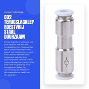 Terugslagklep in Acciaio Inossidabile - Terugslagklep 6mm - Terugslagklep 4mm - Terugslagventile - Terugslagklep CO2 - Pressione di Lavoro 0,15-1,0 MPa - Valvola per Acquario