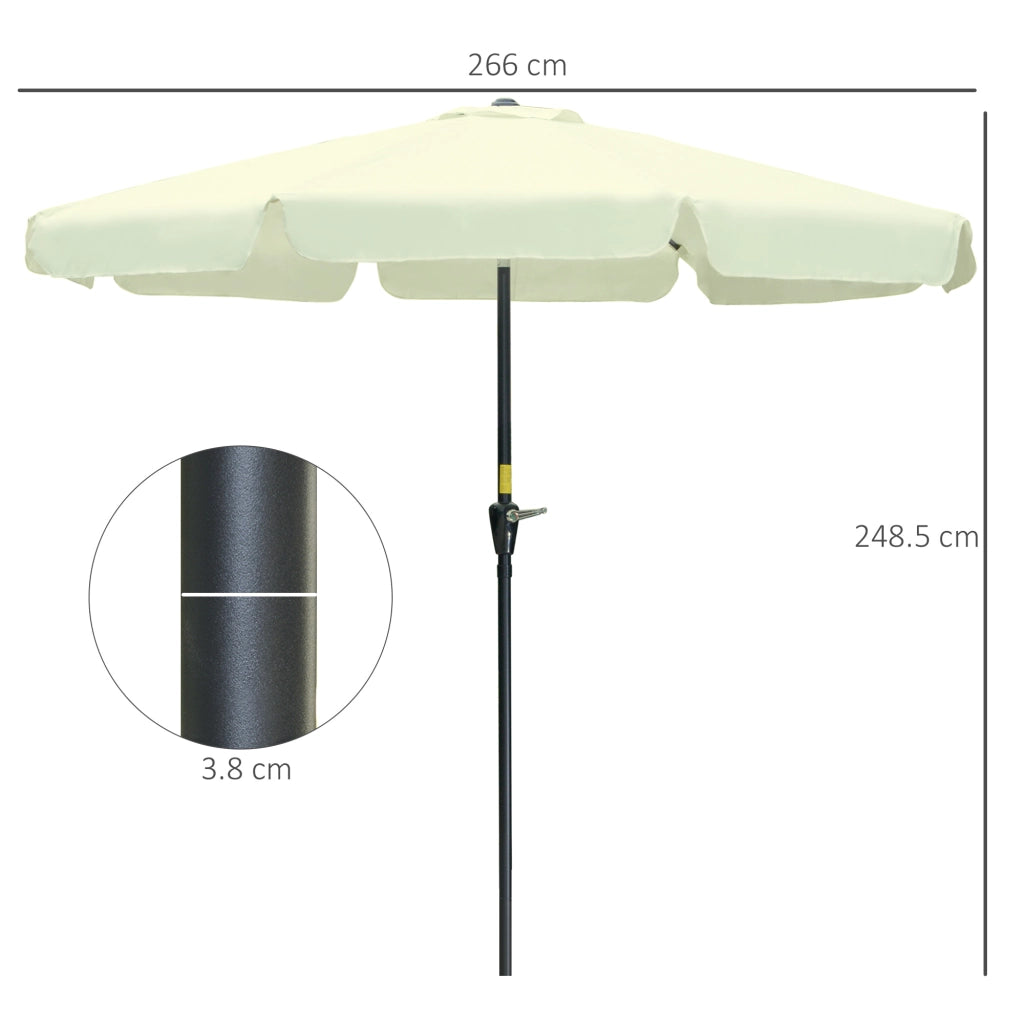 Ombrellone da Giardino e Terrazza ?2.7x2.5 m Rotondo con Testa Inclinabile e Resistente ai Raggi UV 50+, Beige