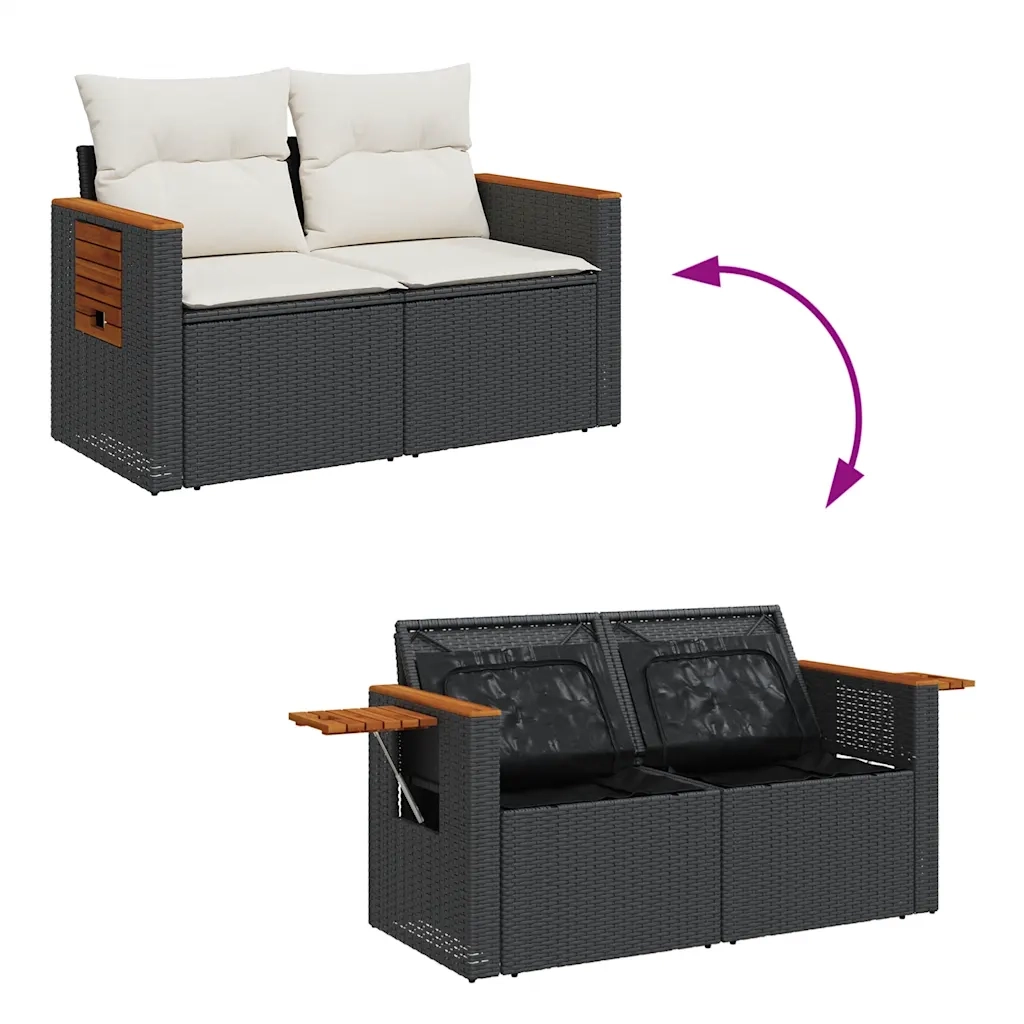 Set Divani da Giardino 5 pz con Cuscini in Polyrattan Nero 3325955
